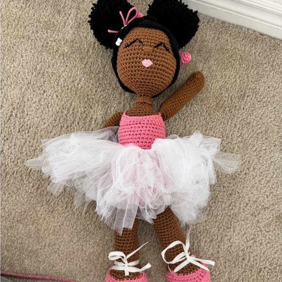 Handmade Crochet Ballerina Doll - Pink and White - Picture 3 of 3